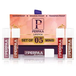 PERPAA Set Of 5 Waterproof Matte Mini Liquid Lipsticks - 1.2ml Each Shade 1-3-5-8-11-1