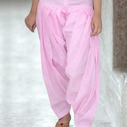 Mytrendzs Baby Pink Pure Cotton Pleated Patiala Salwar-image-24