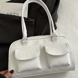 LULU & SKY PU Structured Handheld Bag With Bow Detail-8