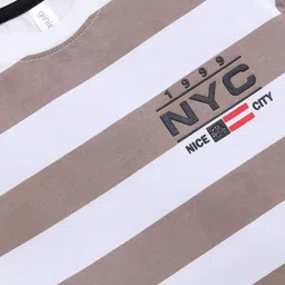 Ginie Boys Typography & All Over Stripe Printed Breathable Tshirt image 3