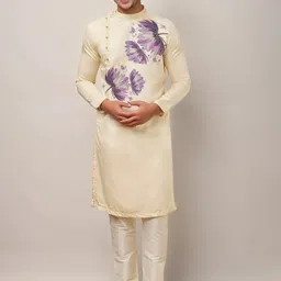 PulseIQ Men Floral Printed Kurta with Pyjama-picture-12
