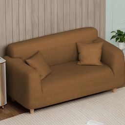 Lukzer Beige Printed Jacquard 1 Piece Sofa Cover With Arms-image-19