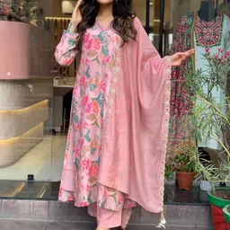 Anni Designer Women Floral Printed Regular Kurta with Trousers & With Dupatta-image-92