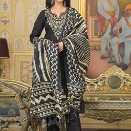 The Hope Paisley Yoke Desgn Notch Neck Pure Cotton Kurta With Trousers & Dupatta-picture-51