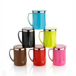 Craftlayout Multicoloured Solid Stainless Steel Glossy Cups Set of Cups and Mugs-53