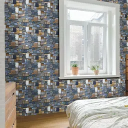 Jaamso Royals Grey & Brown Brick & Stone Self-Adhesive & Removable Wall Sticker-image-31