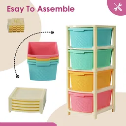 Kuber Industries Blue & Pink Modular 4-Layer Drawer Organiser 73ltr image 5