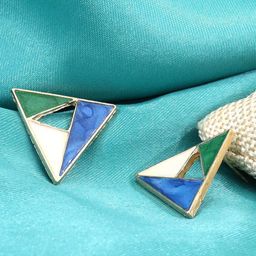 KRENOZ Geometrical Triangle Shaped Stainless Steel Antique Studs-24