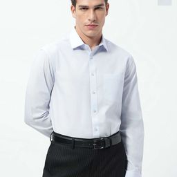 Marks & Spencer Men Pack of 2 Slim Fit Solid Spread Collar Formal Shirts-picture-30