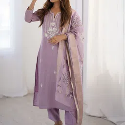 KALINI Women Ethnic Motifs Embroidered Thread Work Kurta with Trousers & Dupatta-picture-8