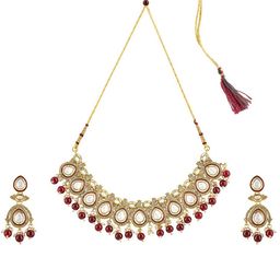 TEEJH Vismaya Gold-Plated Stone-Studded & Beaded Jewellery Set image 4