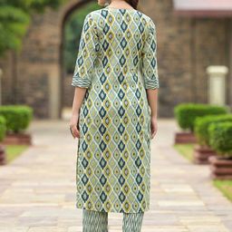 Moda Rapido Geometric Printed Notch Neck Kurta With Trousers And Dupatta image 5
