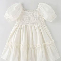 Xsole Girls Puff Sleeve Square Neck Fit & Flare Dress-image-38