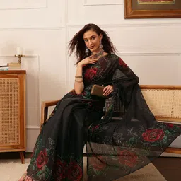 Silk Land Floral Zari Chanderi Saree-image-25