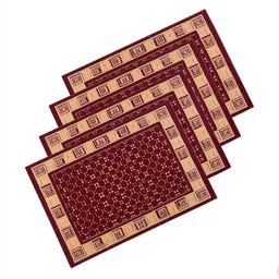 Aura Set Of 4 Beige & Maroon Self-Designed Anti-Skid Doormat-15