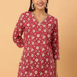 NEESH Women Floral Printed V-Neck Pure Cotton Kurti-picture-55