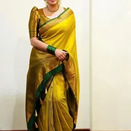 PHEASANT Woven Design Zari Art Silk Saree-picture-8