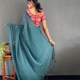 Anouk Printed Bandhani Saree with Blouse Piece image 2
