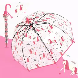 Little Surprise Box LLP Pink & White Printed Manual 2 Fold Quirky Umbrellas-15