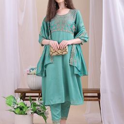 KALINI Women Embroidered Anarkali Kurta Set-picture-47