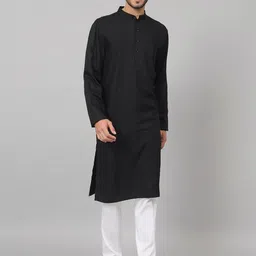 HILO DESIGN Men Solid Cotton Kurta with Pyjama-image-53