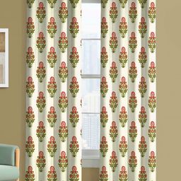 Steve & Anderson Bharat Motifs Red & White Set of 2 Ethnic Motifs Door Curtain (7 Feet)-6