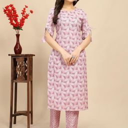 Divastri Women's Printed Cotton Kurti Pant Set-picture-3
