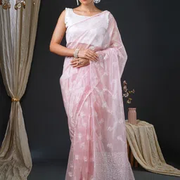 Anouk Floral Embroidered Organza Saree-picture-57