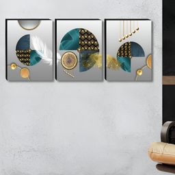Myntra Elegant Homes Grey & Blue 3 Pieces Abstract Wall Art-image-58