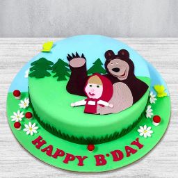 Masha And Bear Fun Fondant Cake-image-43