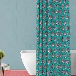 ArtzFolio Turquoise Blue & Black Waterproof Polyester Shower Curtain-5