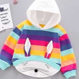 YK Girls Striped Long Sleeve Hooded Cotton Sweatshirt-image-41
