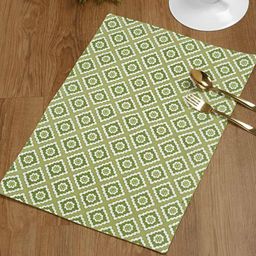 Myntra Elegant Homes 4-Pcs Green & White GeometricPrinted Cotton Table Placemats-23