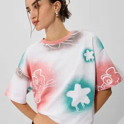 The Souled Store Women Graphic Printed Round Neck Cotton Oversized T-shirt-image-74