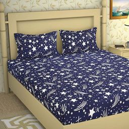Aura Geometric Printed 144 TC King Double Bedsheet with 2 Pillow Covers-image-80