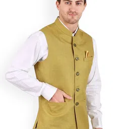 GRACYSHADE Mandarin Collar Jute Nehru Jacket image 4