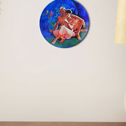 THE QUIRKY HOMEBlue & Pink Printed Enchanting Embrace Decorative Ceramic Wall Plate-37