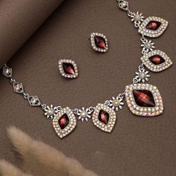 Atasi International Silver-Plated American Diamond Stone Studded Jewellery Set-image-86