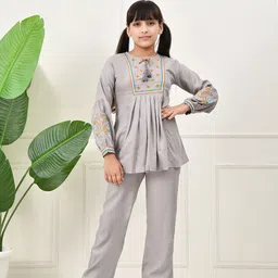 BAESD Girls Embroidered Long Sleeves Pure Cotton Top With Trousers-picture-48