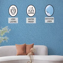 Kuber Industries Blue 2 Pieces Textured Self-Adhesive Imitation Linen Wall Sheets image 2