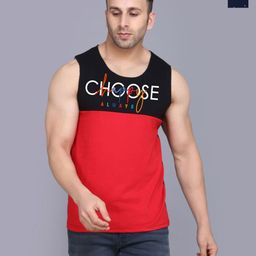 SLOWLORIS Men Pack Of 2 Printed Scoop Neck Gym Vests VSL26 CMB(CHS BLACKRED)(OVRTNK NAVY)-image-97