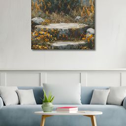 OLIVE TREE Grey & Green Canvas Floral and Botanical Wall Paintings-picture-4