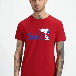 HESHA Men Snoopy Typography Printed Round Neck Cotton T-shirt-picture-12