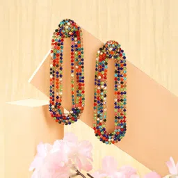 StyleCast Gold-Plated Rhinestone Studded Tasselled Contemporary Drop Earrings-picture-32