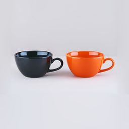 BlackCarrot Orange & Black 2 Pieces Porcelain Glossy Cups-image-6