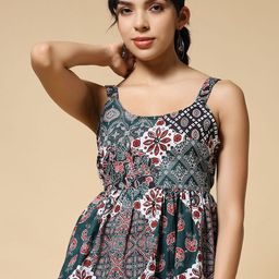 Istyle Can Women Floral Printed Scoop Neck Cotton Top-image-95