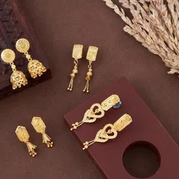 DIVASTRI Set Of 4 Gold-Plated Brass Earrings-picture-34