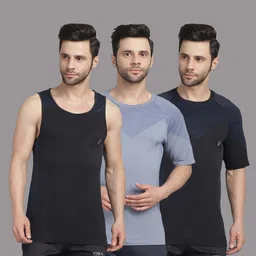 VIMAL JONNEY Men Pack Of 3 Solid Round Neck T-shirts-image-42