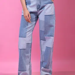 Crimsoune Club Women Wide Leg Mid-Rise Light Fade Stretchable Jeans-image-46