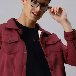 SHOWOFF Men Maroon Open Front Jacket-picture-47
